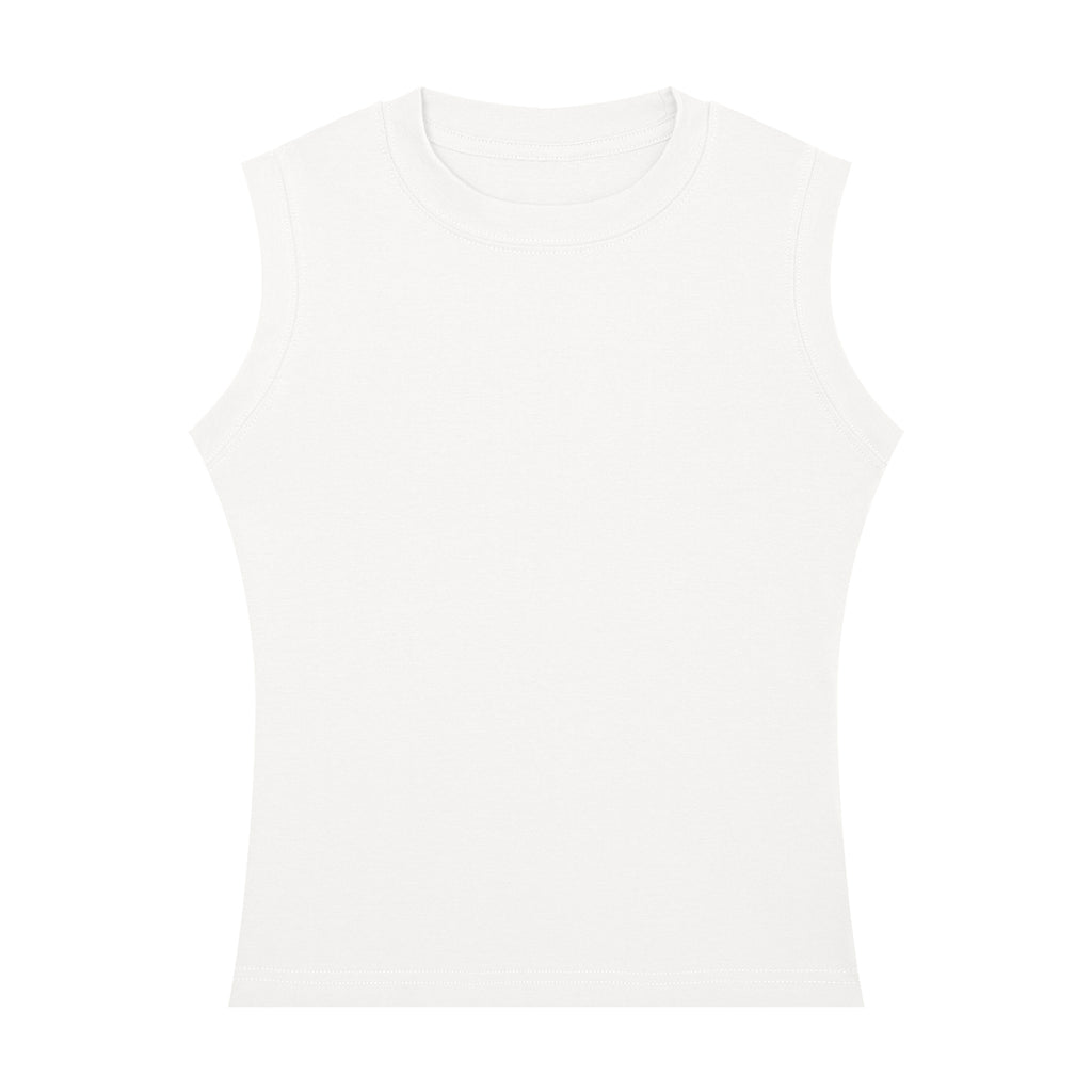 Plain white women's tank top, front view