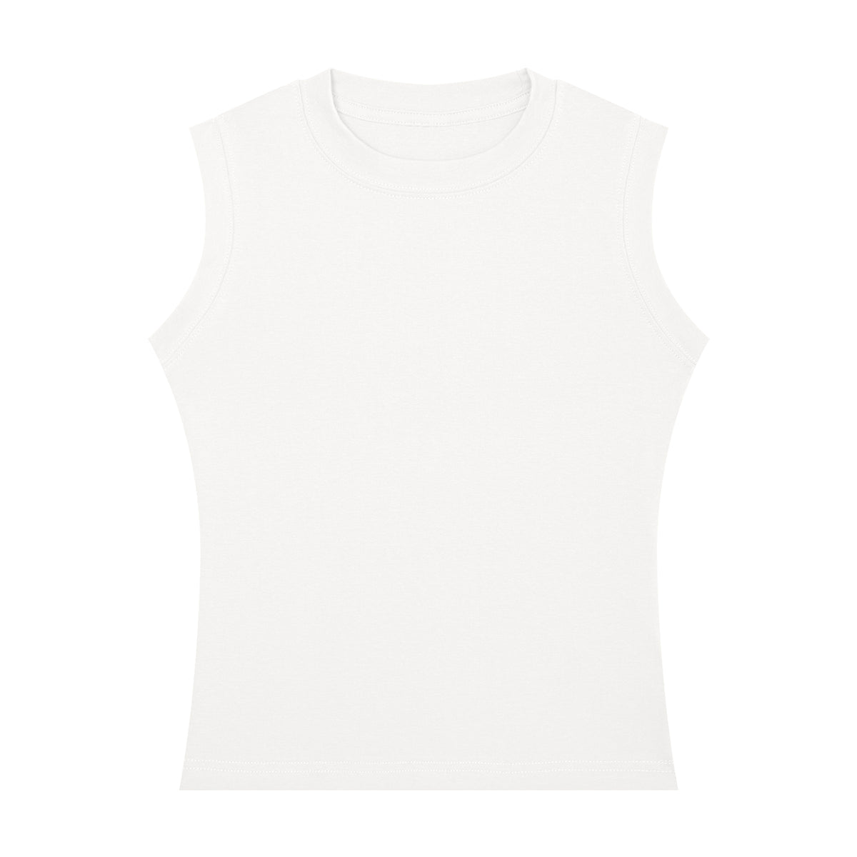 Plain white women's tank top, front view