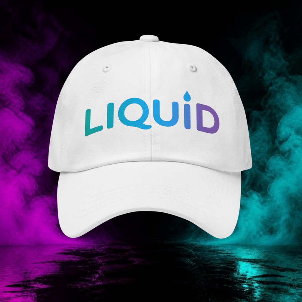 LIQUID Dad Hat in white, front view