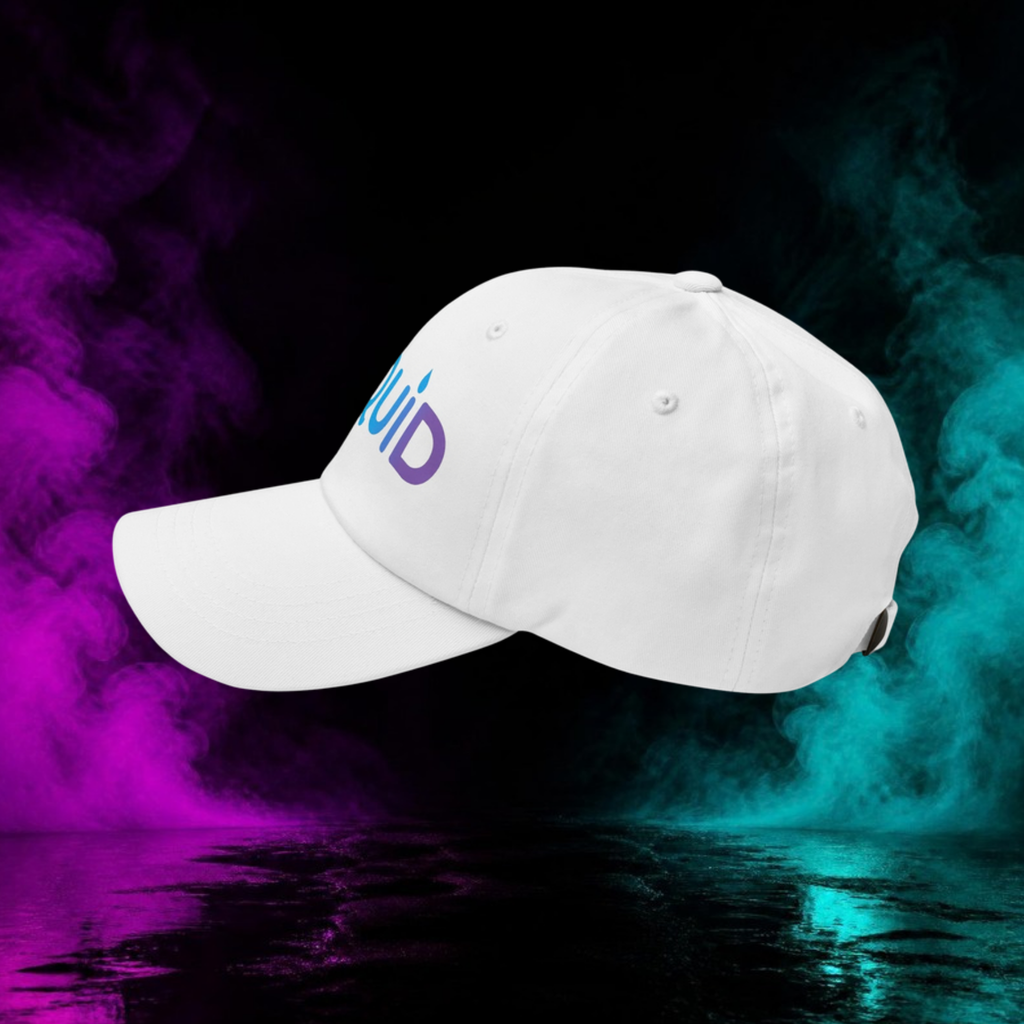 LIQUID Dad Hat in white, left side view