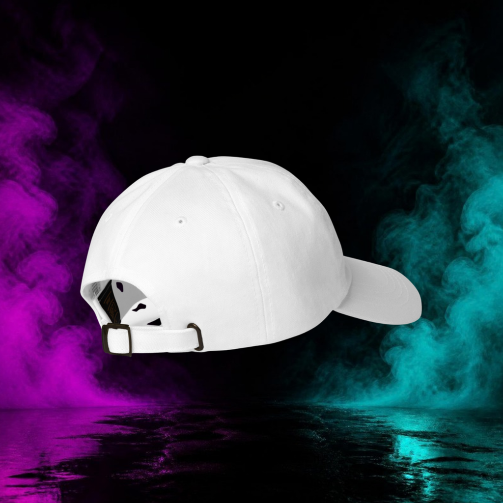 LIQUID Dad Hat in white, right back angle