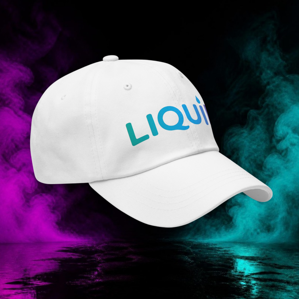 LIQUID Dad Hat in white, right front angle