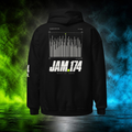 JAM.174 Waveform Hoodie in black, back view