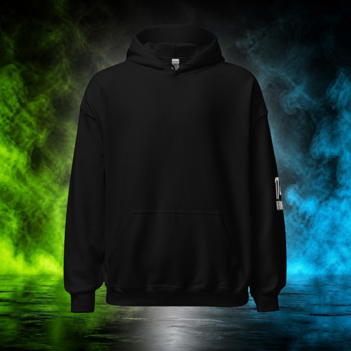 JAM.174 Waveform Hoodie in black, front view