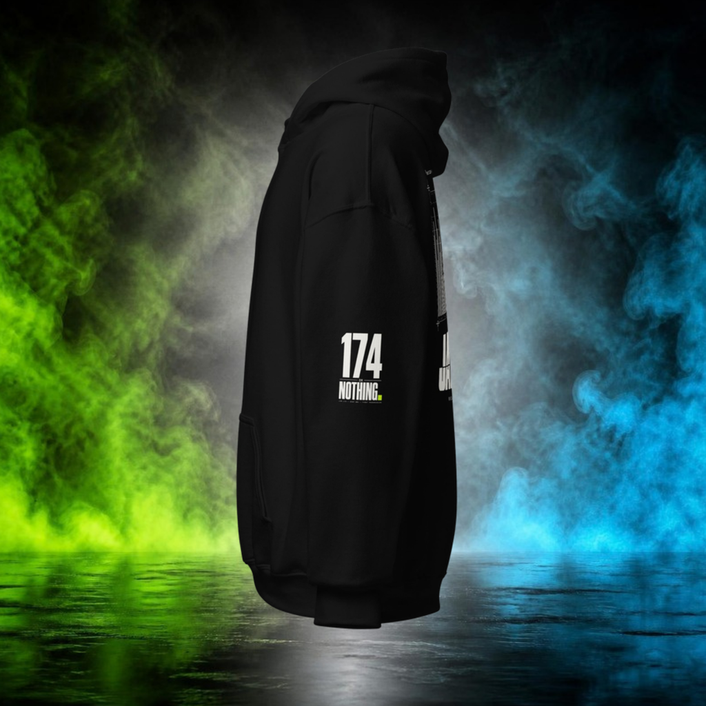 JAM.174 Waveform Hoodie in black, left side view