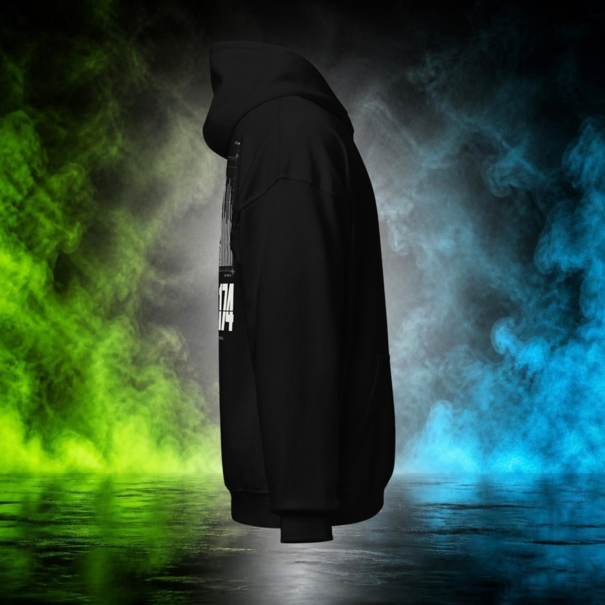 JAM.174 Waveform Hoodie in black, right side view