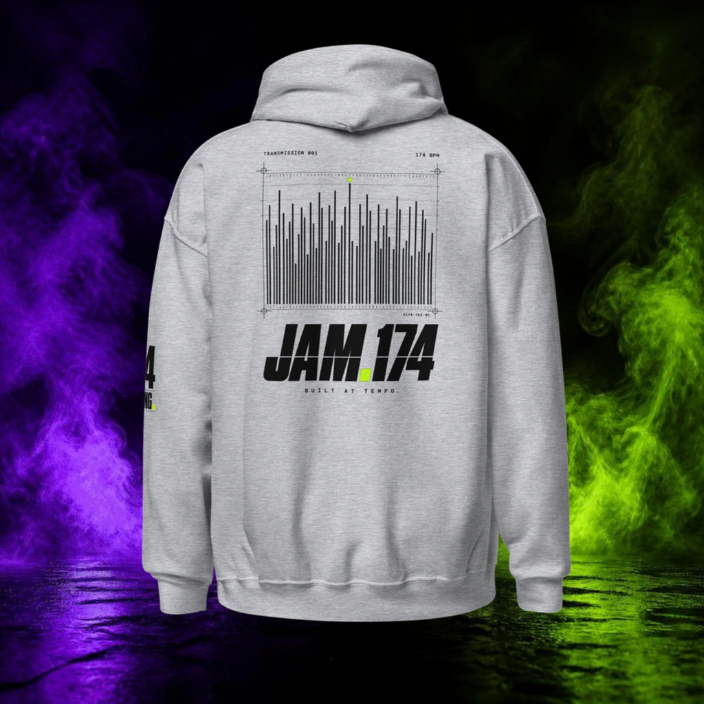 JAM.174 Waveform Hoodie in sport grey, back view
