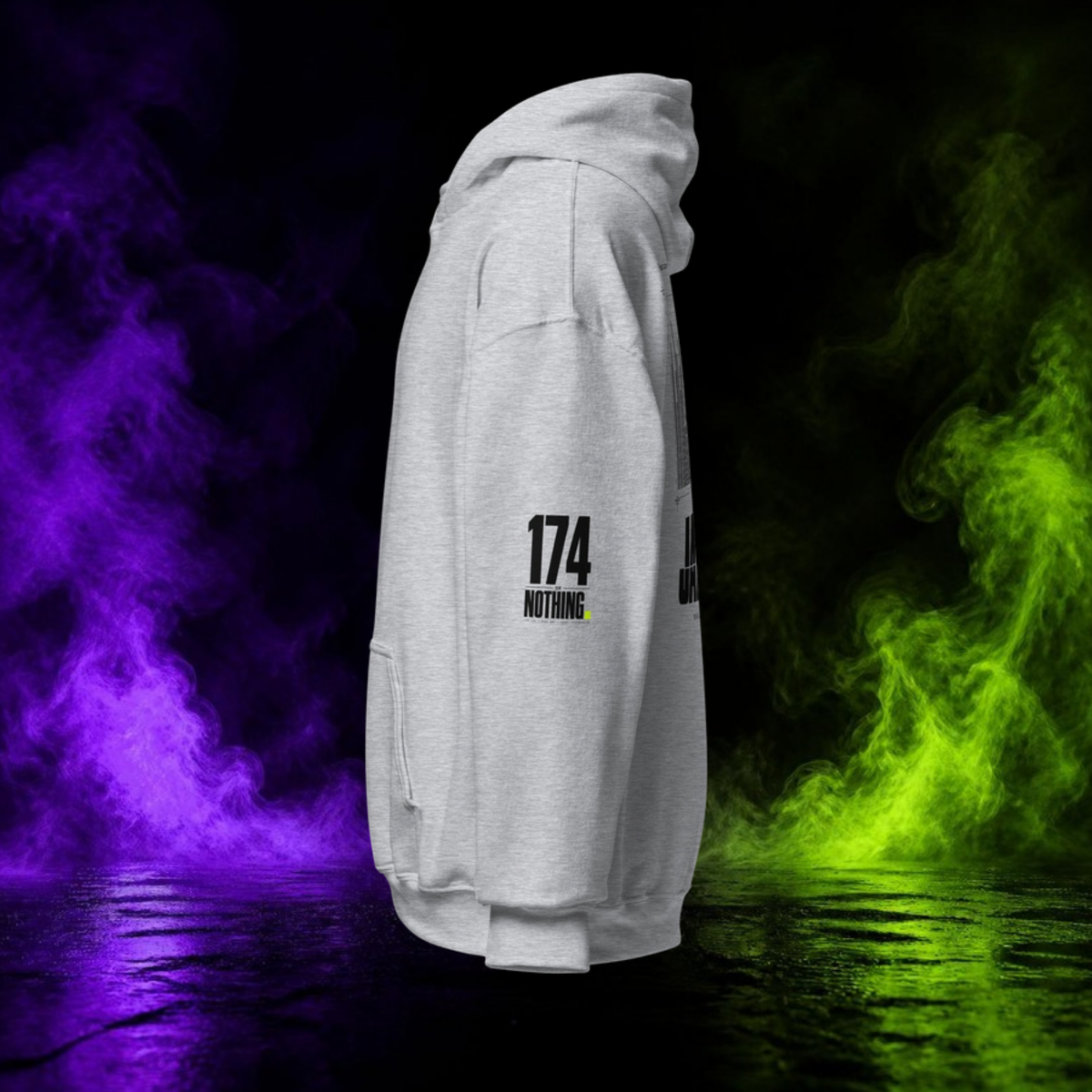 JAM.174 Waveform Hoodie in sport grey, left side view