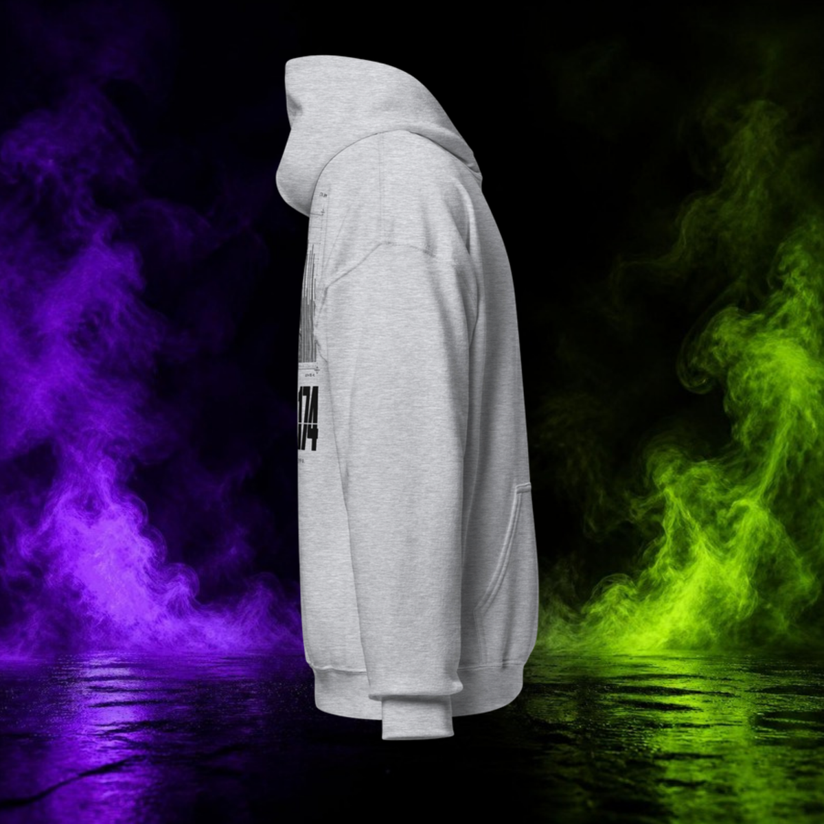 JAM.174 Waveform Hoodie in sport grey, right side view