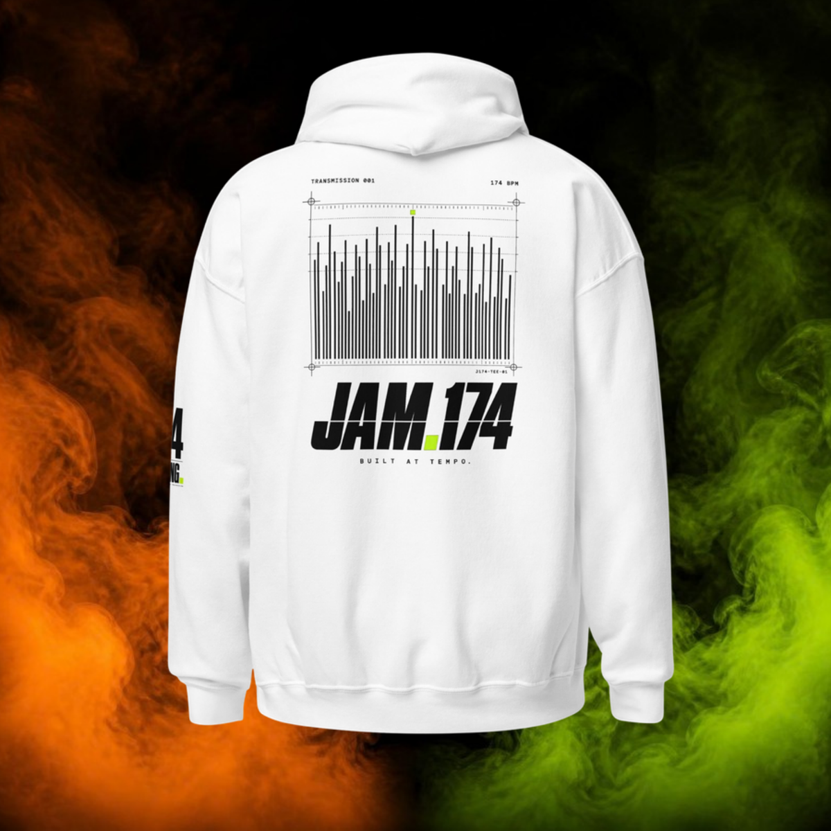 JAM.174 Waveform Hoodie in white, back view