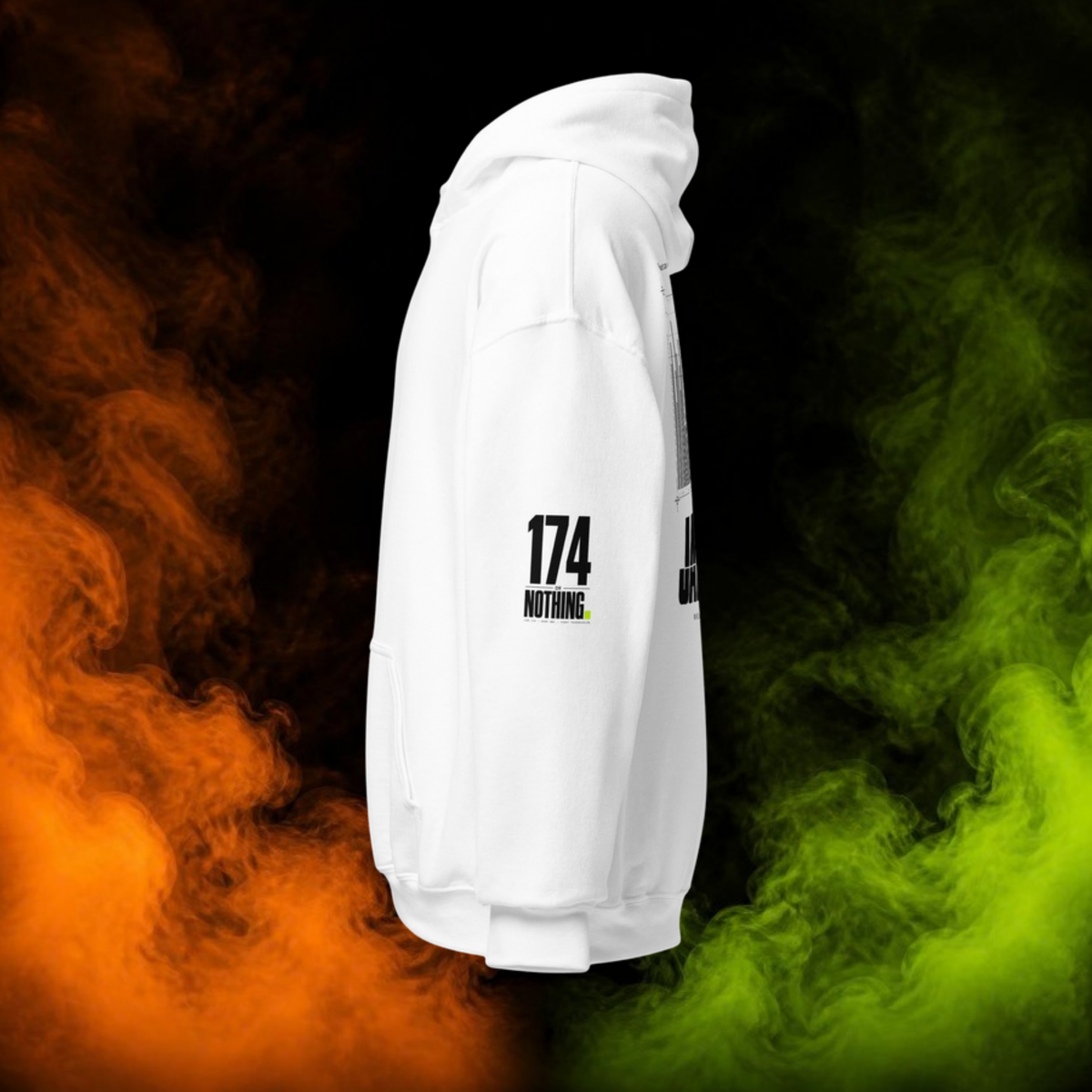 JAM.174 Waveform Hoodie in white, left side view