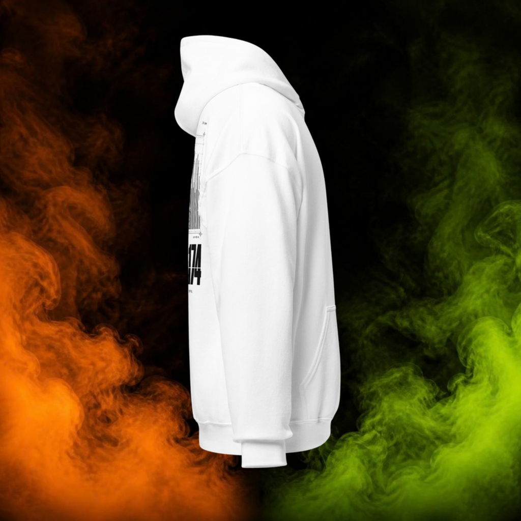 JAM.174 Waveform Hoodie in white, right side view