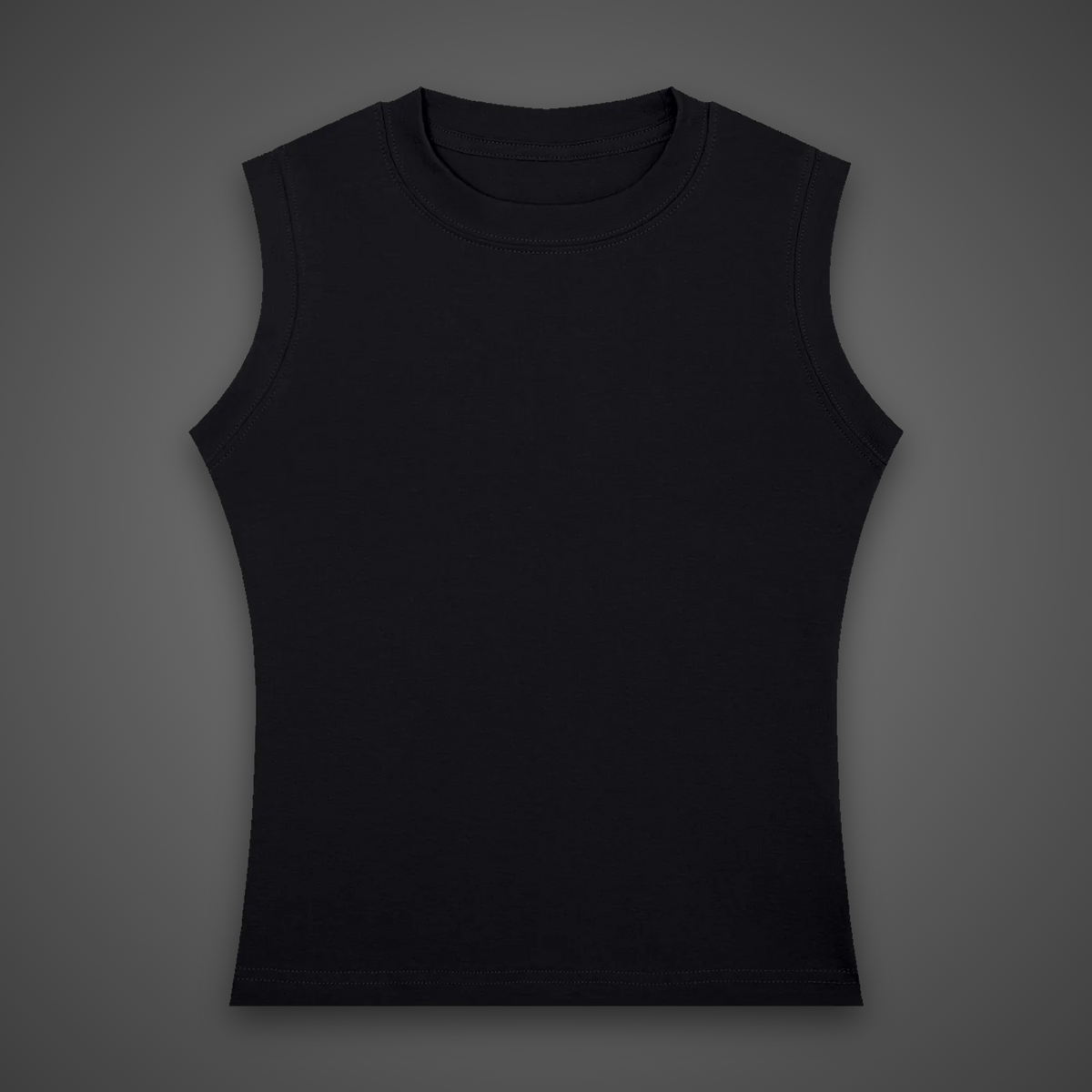 Plain black women's tank top, front view