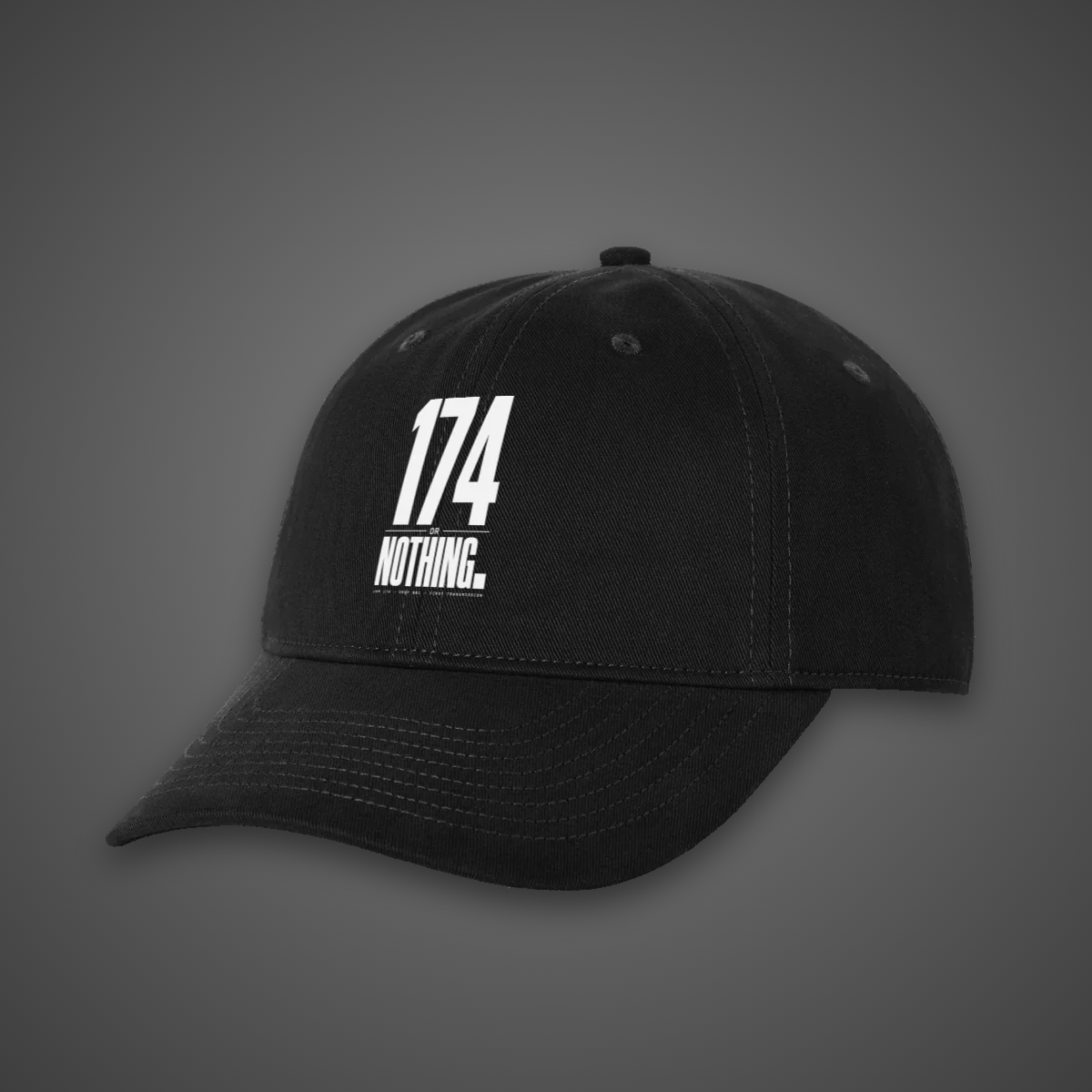 174 Or Nothing black dad hat, alternate angle